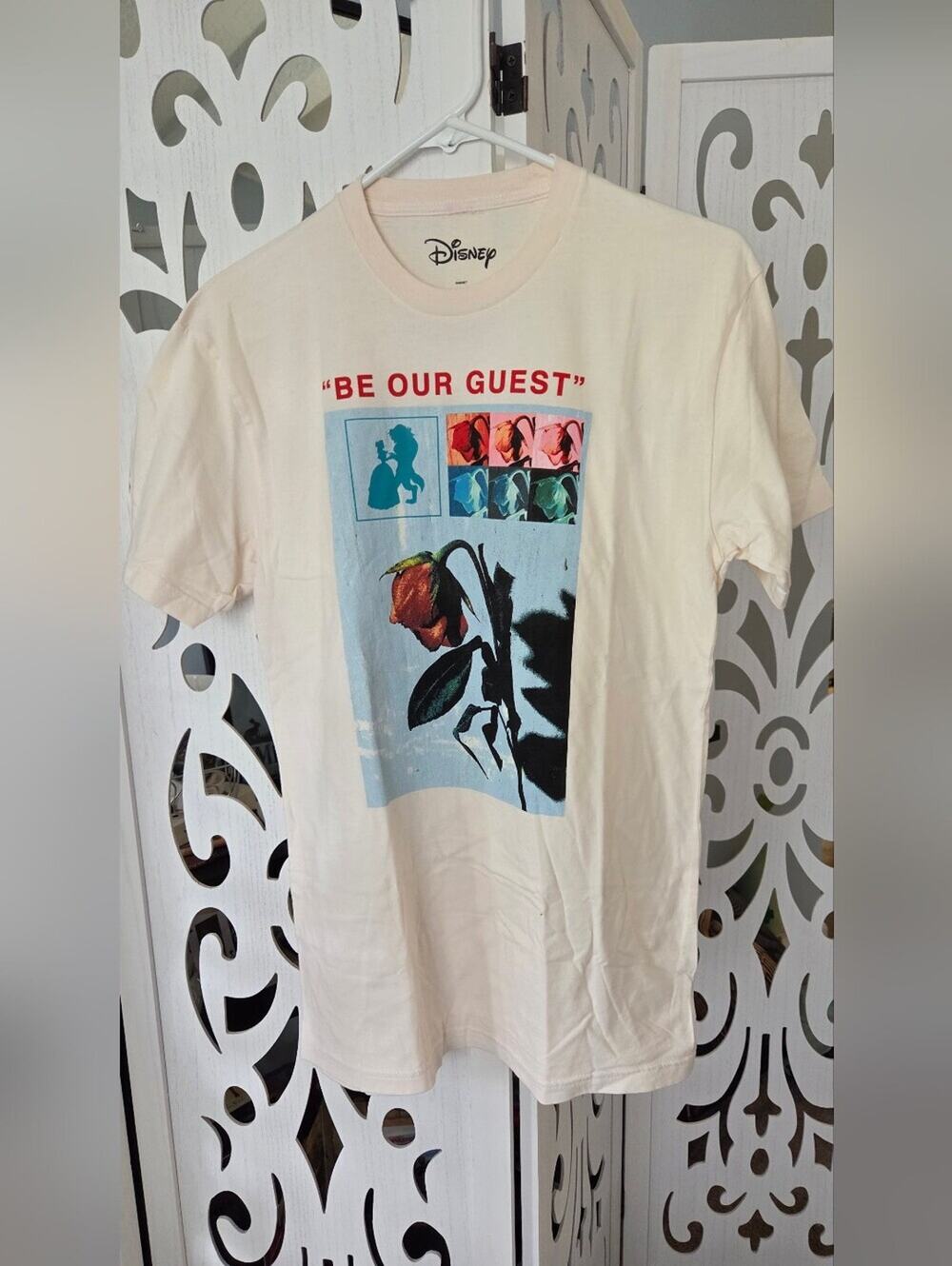 Disney Beauty and the Beast Be Our Guest Graphic T Shirt White Medium Mad Engine